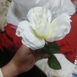 White Artificial Rose Stem - Elegant Faux Floral